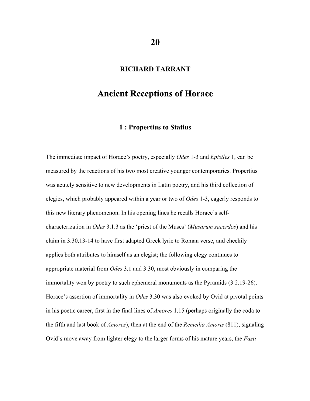 Horace in Roman Literary History