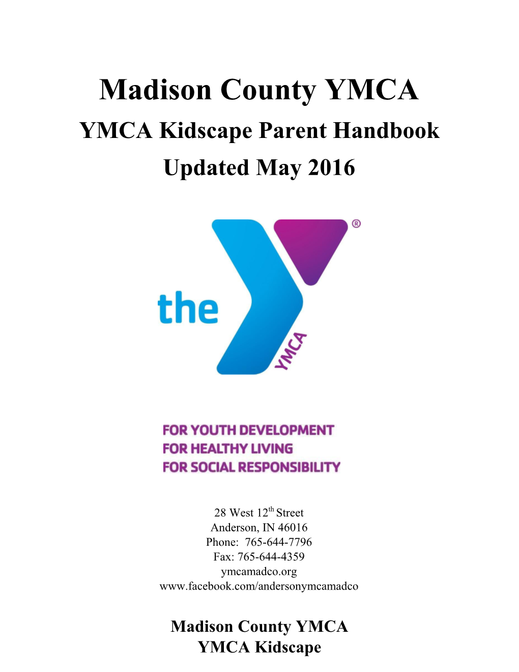 YMCA Kidscape Parent Handbook