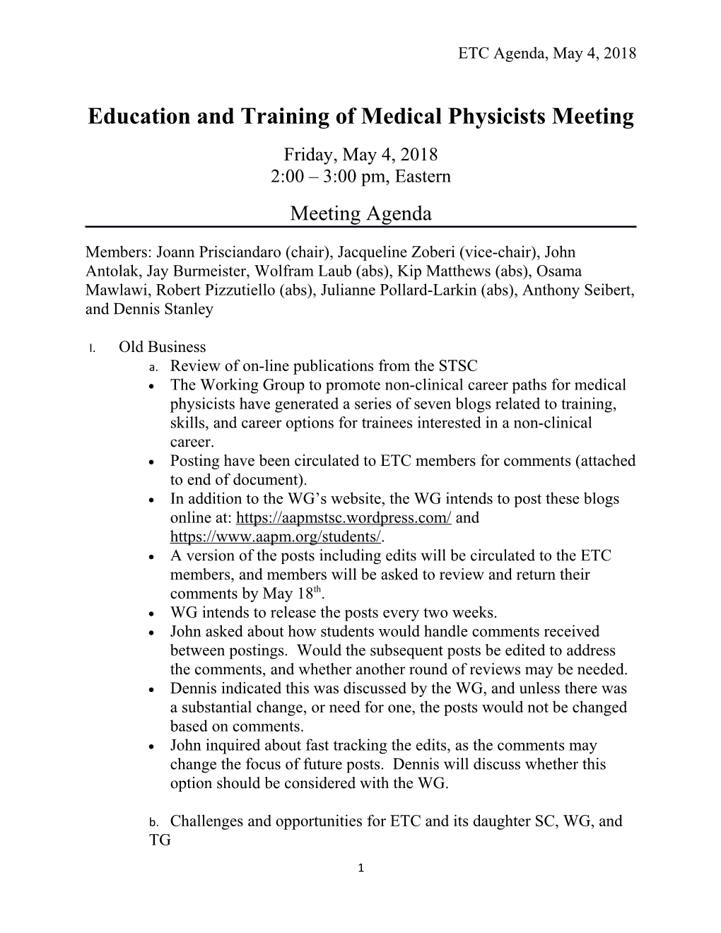 Education and Training of Medical Physicistsmeeting