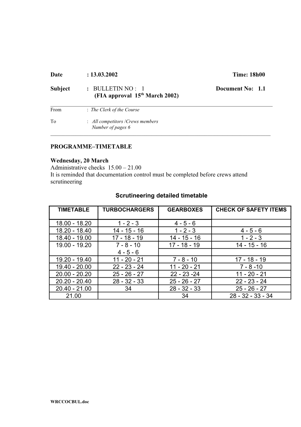 Letterhead of the Organiser