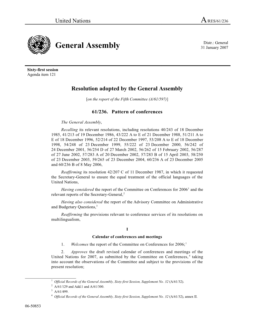 Resolution Adopted by the General Assembly