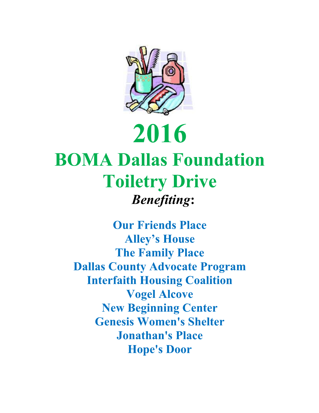 BOMA Dallas Foundation Toiletry Drive