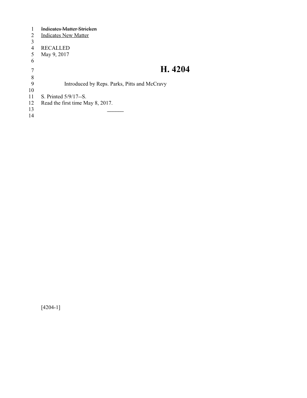 2017-2018 Bill 4204 Text of Previous Version (May 9, 2017) - South Carolina Legislature Online