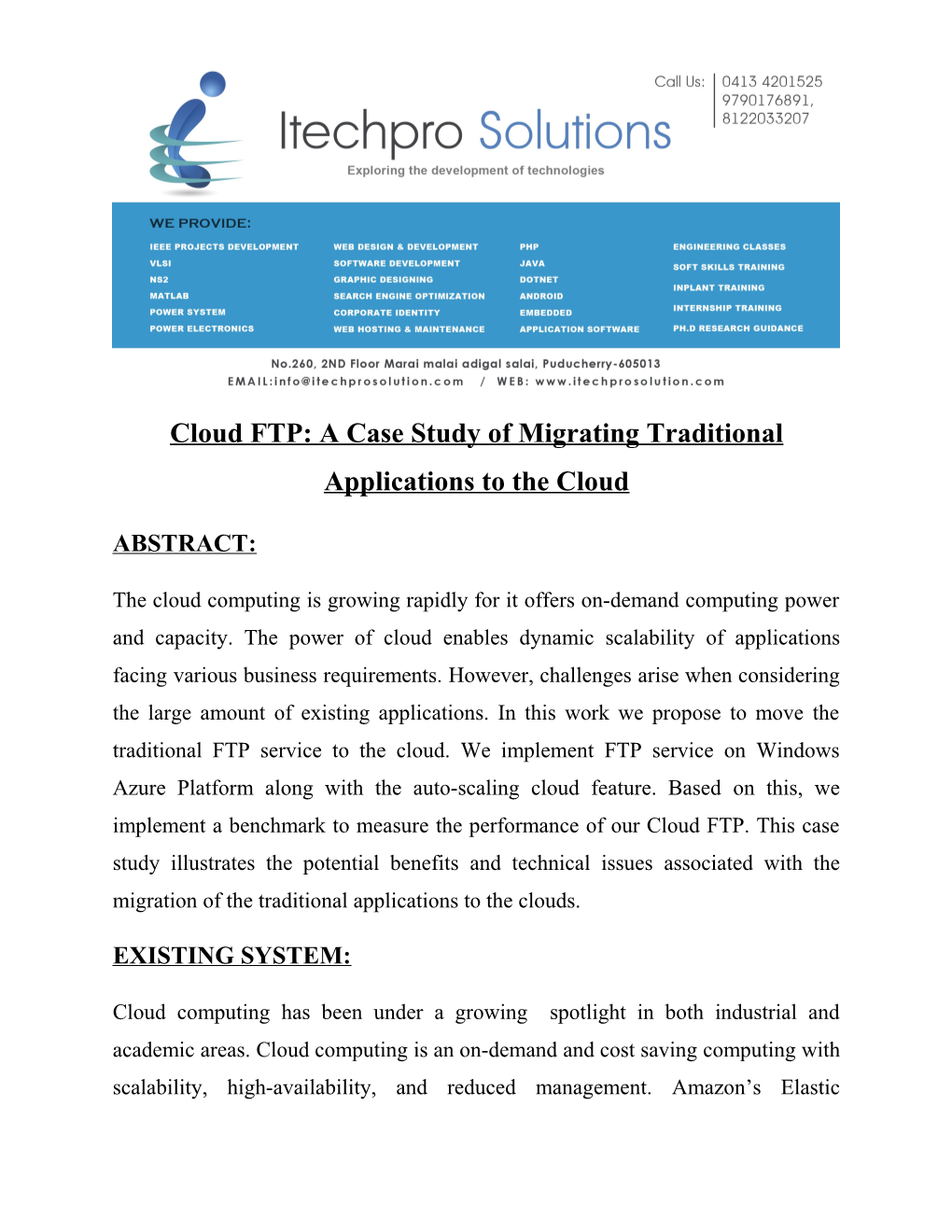Cloudftp a Case Study of Migrating Traditional Applications to the Cloudcloudftp a Case