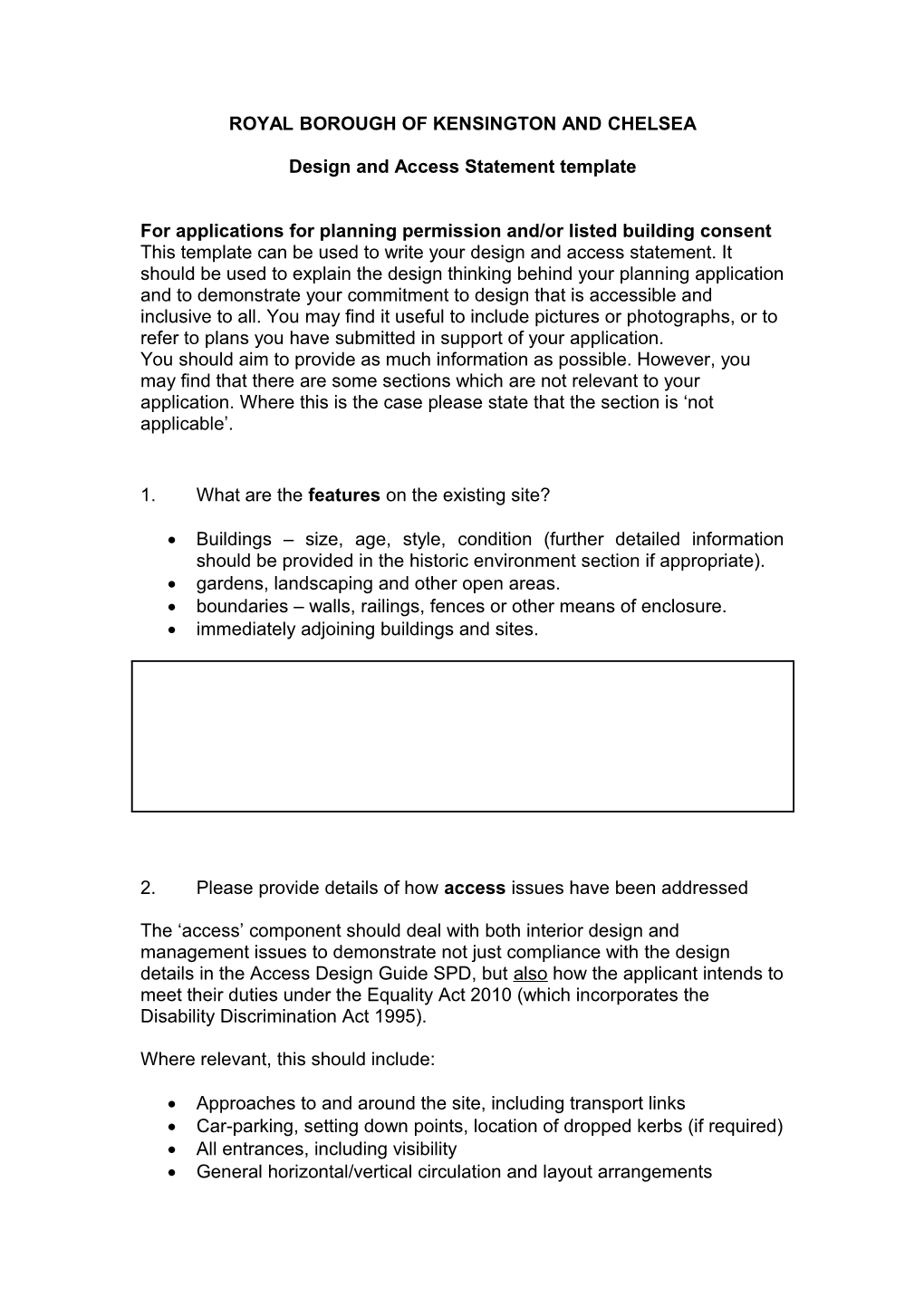 Design and Access Statement Template