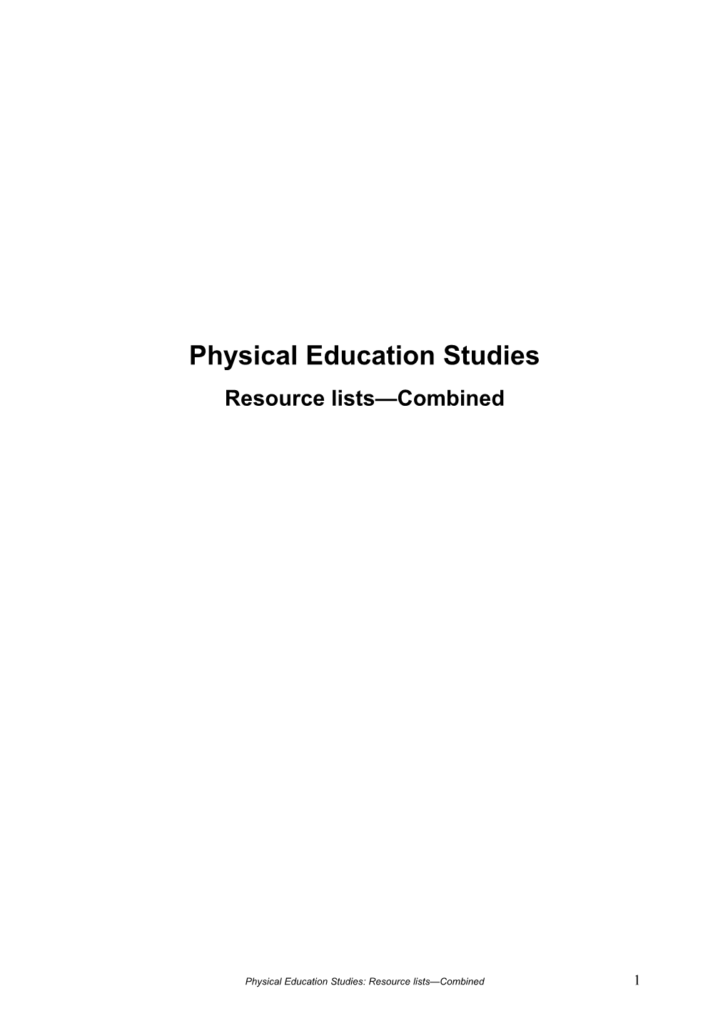 Physical Education Studies s1