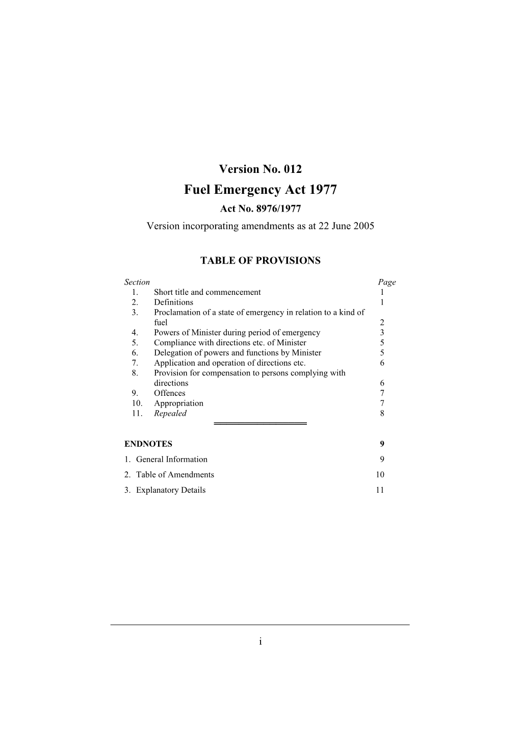 Fuel Emergency Act 1977