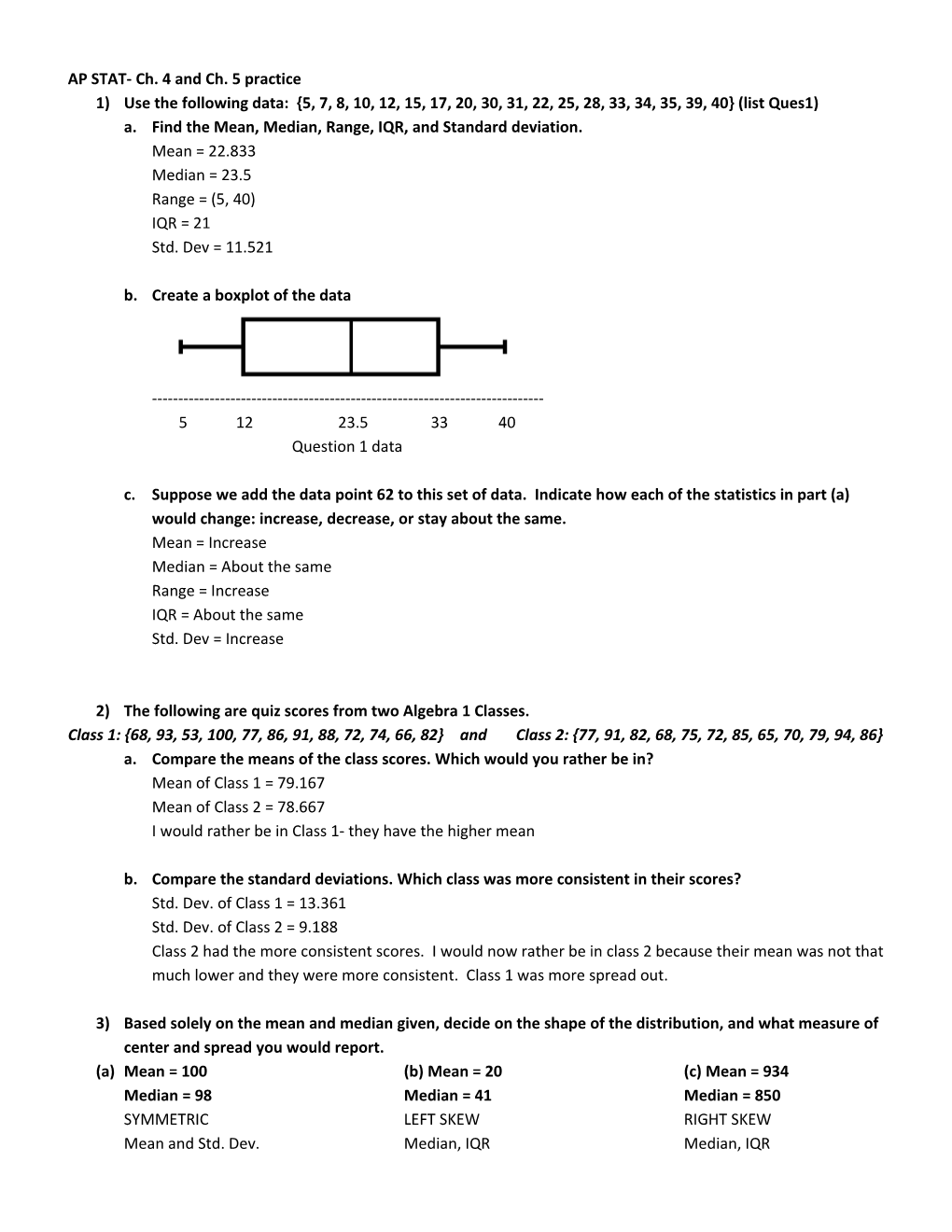 AP STAT- Ch. 4 and Ch. 5 Practice