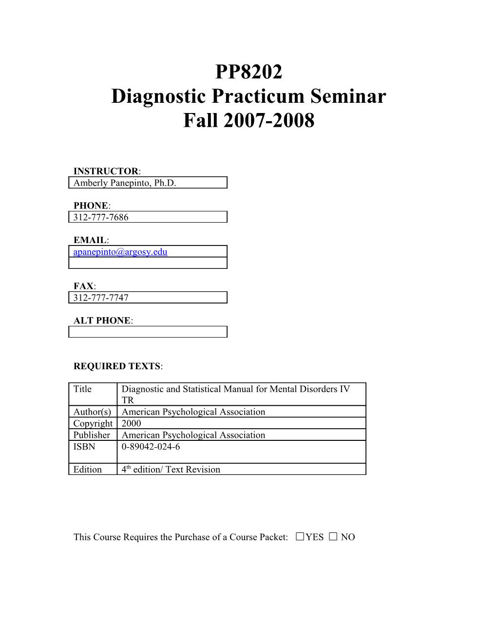 Diagnostic Practicum Seminar