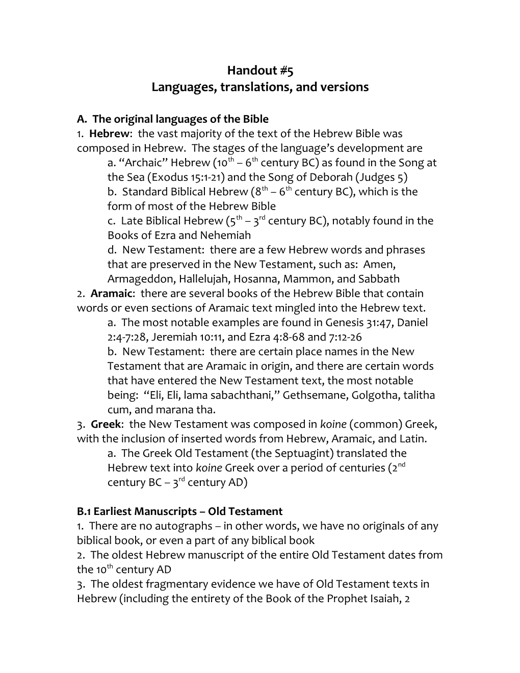 Languages, Translations, and Versions