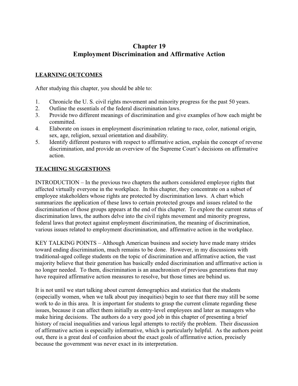 Employment Discrimination and Affirmative Action