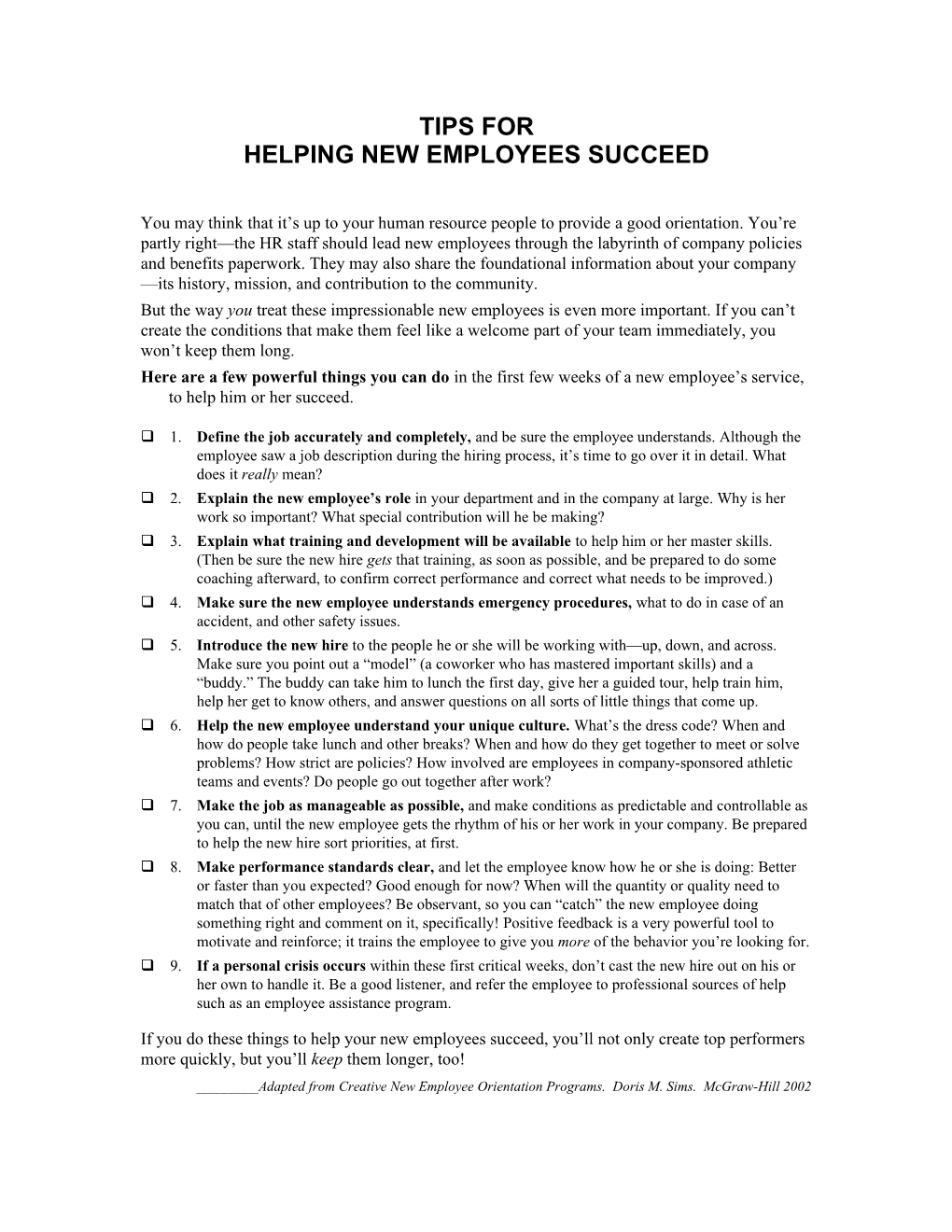 Tips for Helping New Employees Succeed