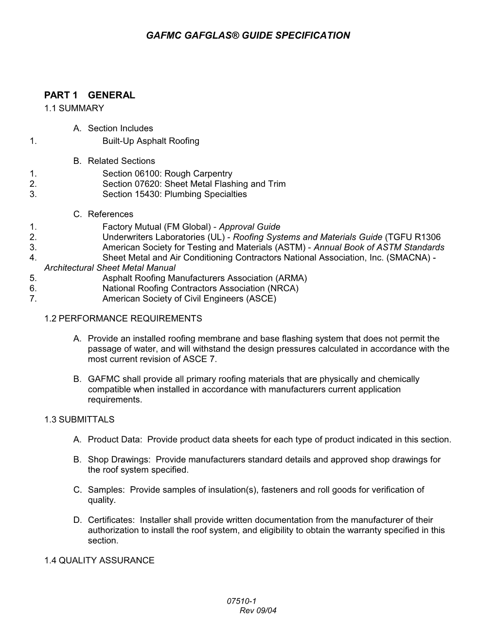 Gafmc Gafglas Guide Specification