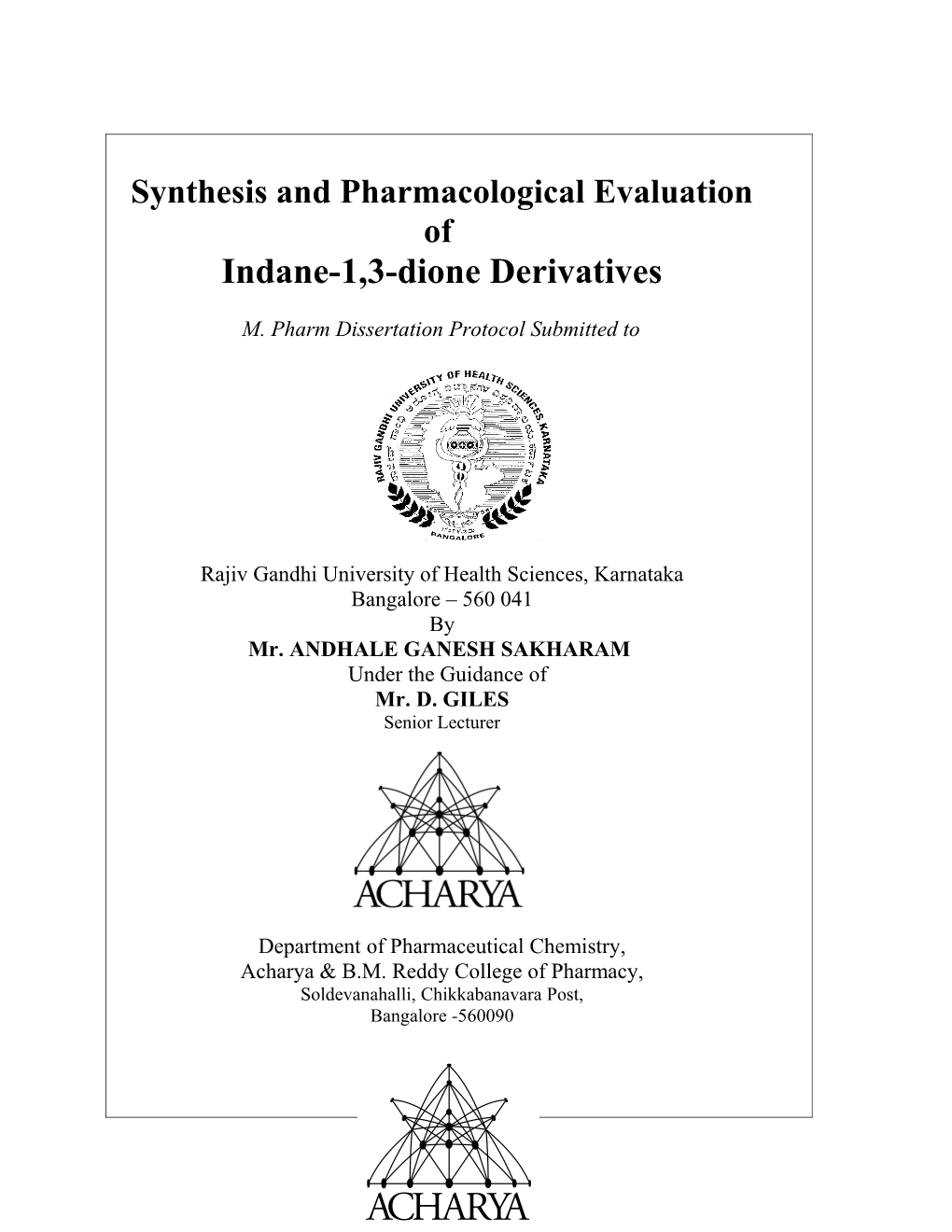 Synthesis and Biological Activities Of s1