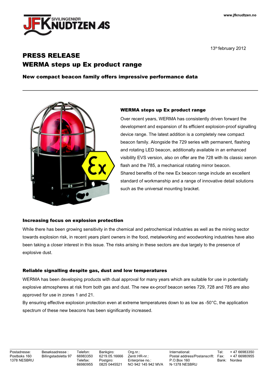 WERMA Steps up Ex Product Range