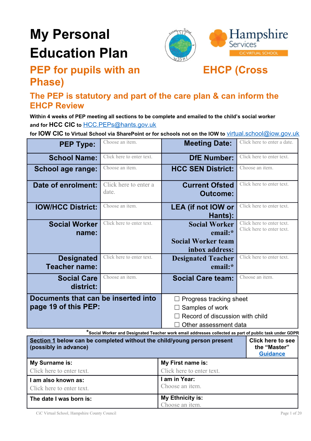 PEP for Pupils with an EHCP (Cross Phase)