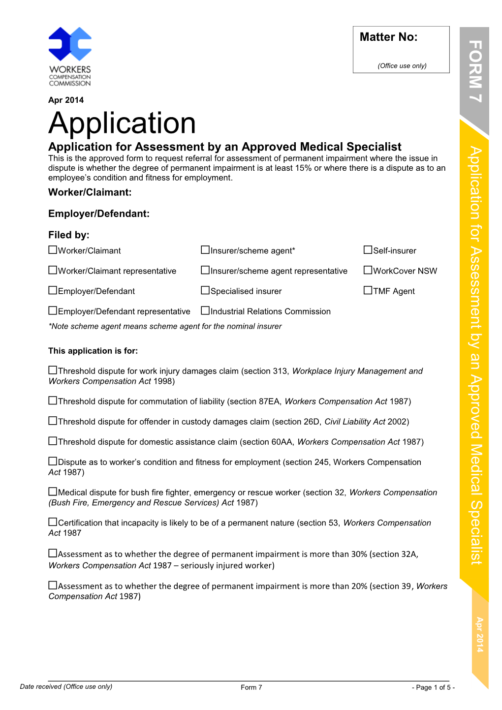 PART 2 - Previous Proceedings, Claims and Assessments by Approved Medical Specialists