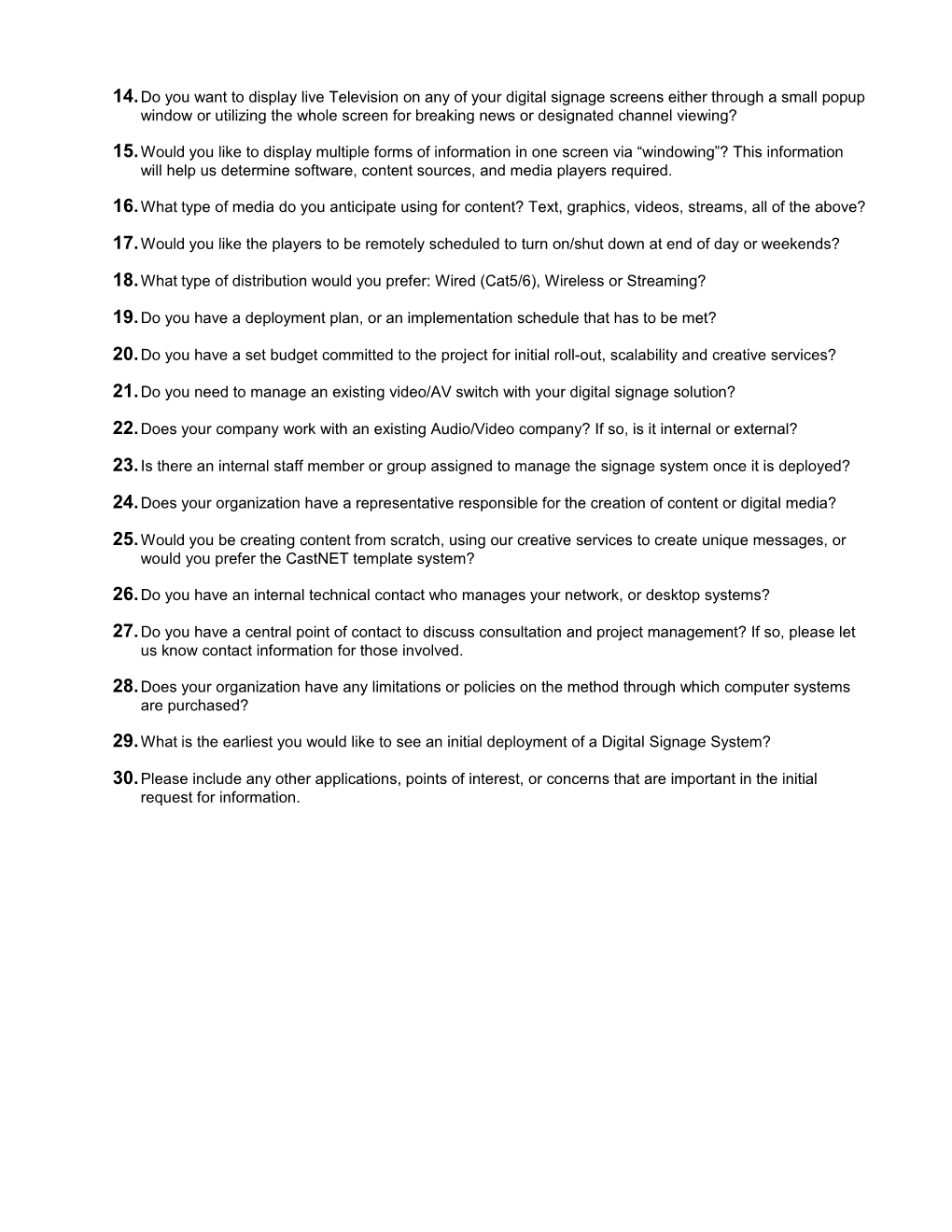 Questionnaire Memorandum