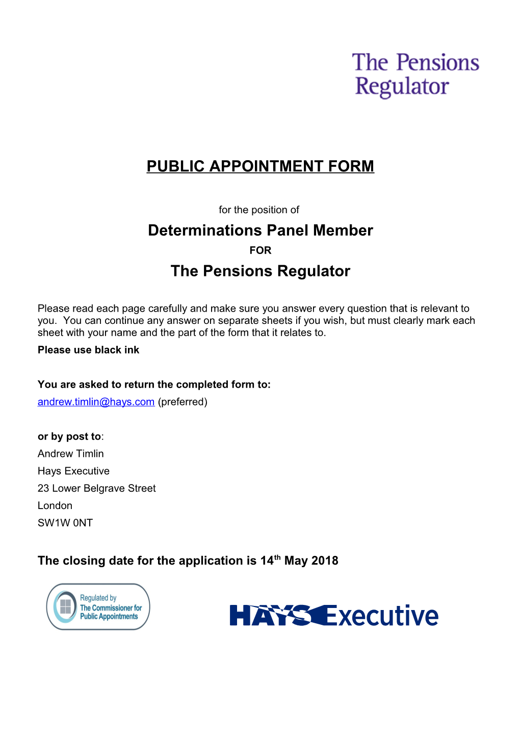 Public Appointment Form