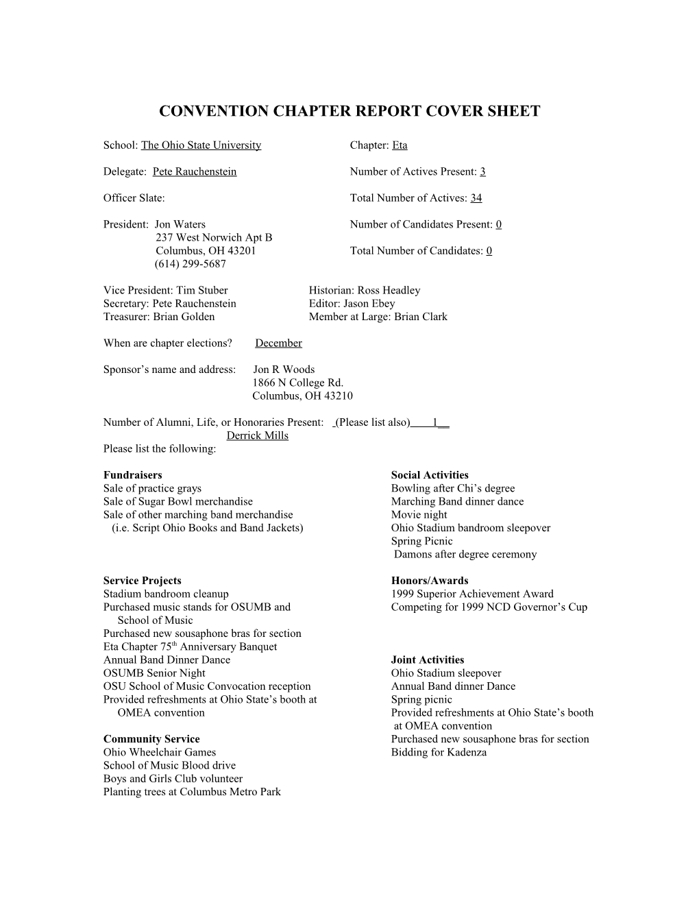 Convention Chapter Report Cover Sheet s2