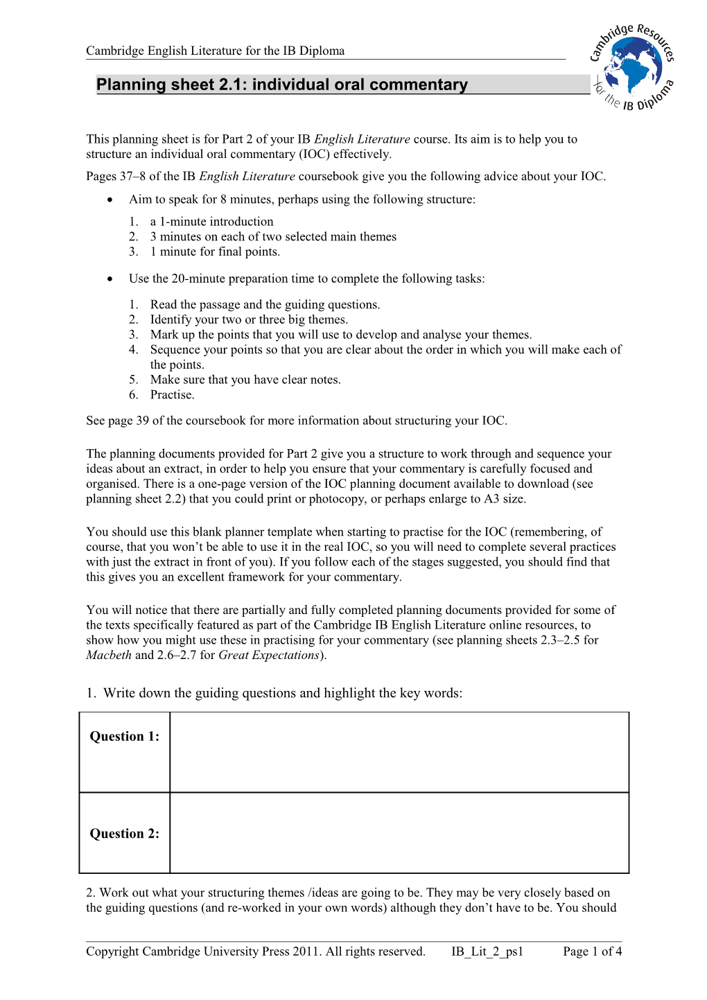Extension Worksheet Topic 6 s2