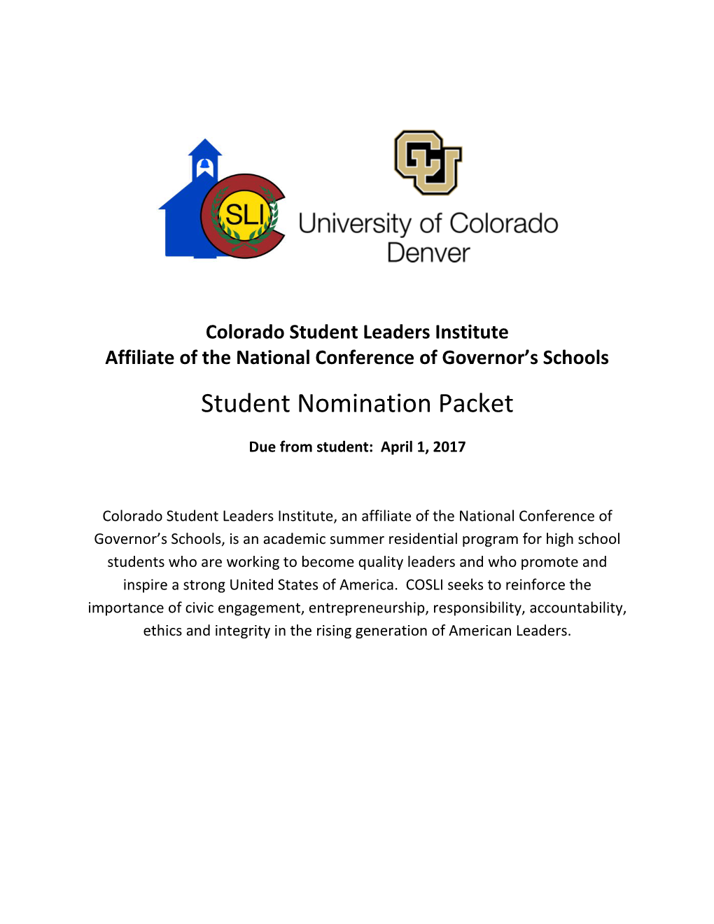 Colorado Student Leaders Institute