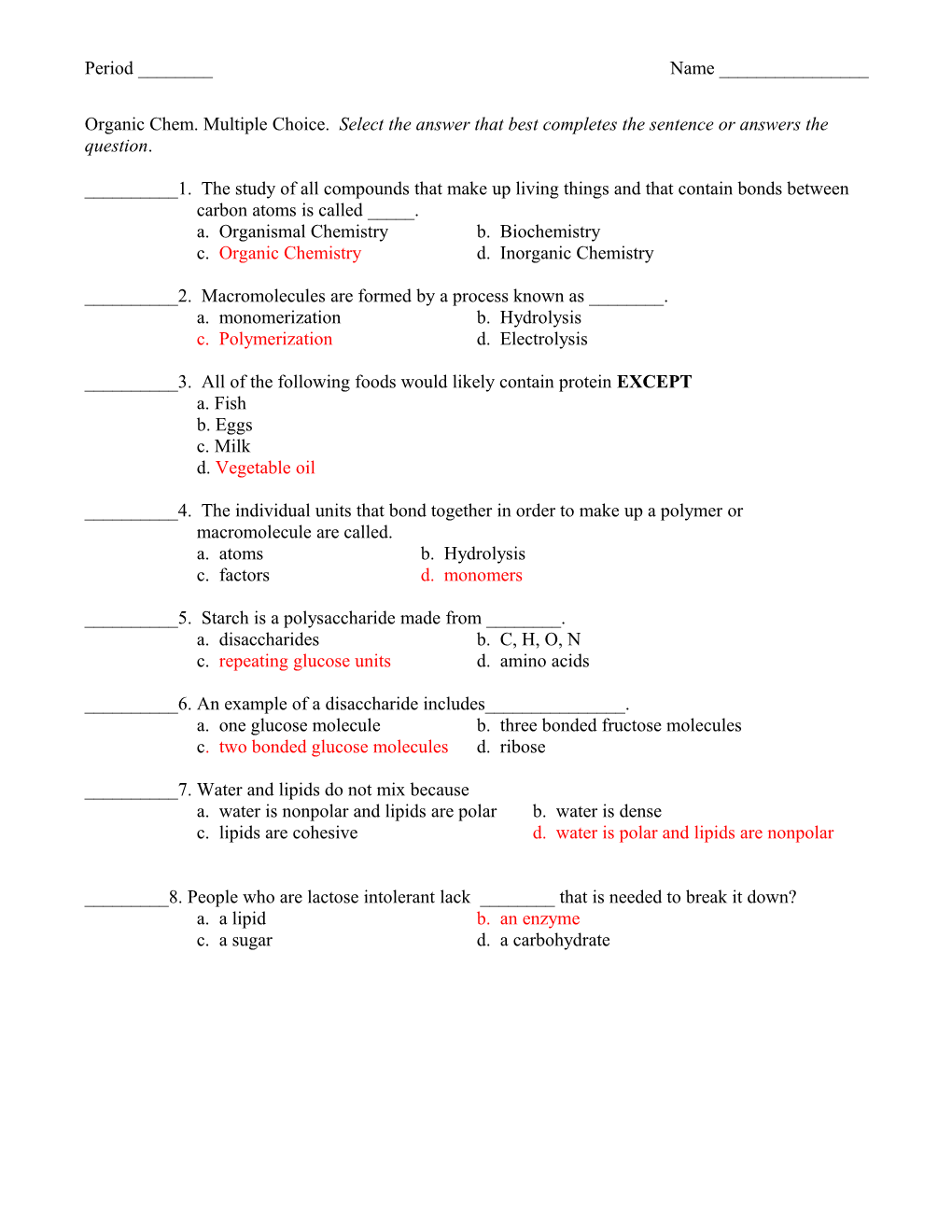 PART I: Multiple Choice s1