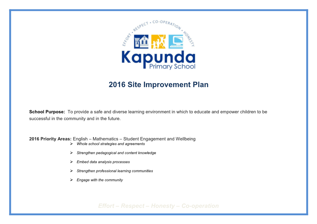 2016 Site Improvement Plan