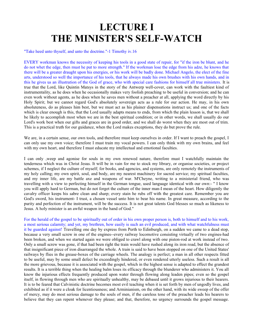 The Minister's Self-Watch