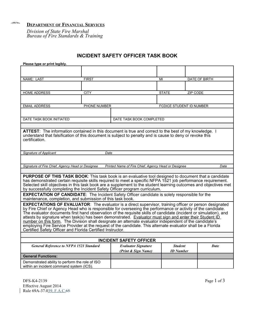 Incident Safety Officer Task Book