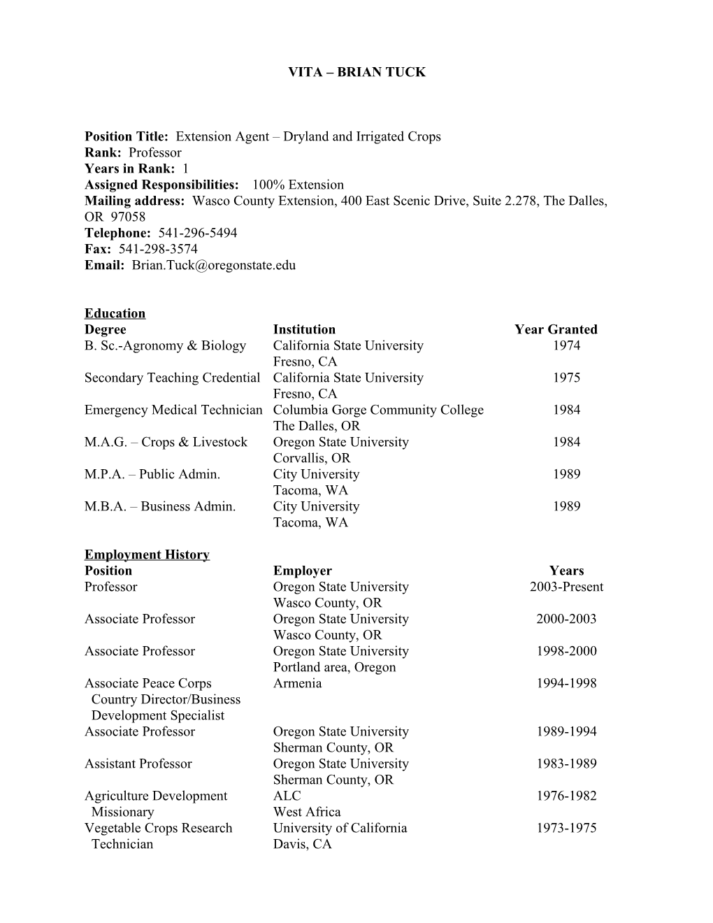 Position Title: Extension Agent Dryland and Irrigated Crops