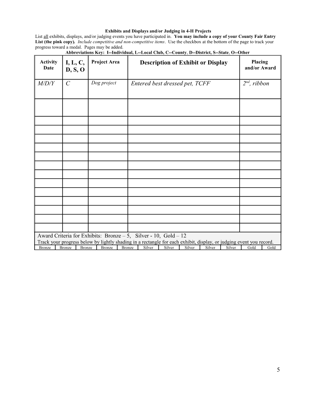 Exhibits and Displays And/Or Judging in 4-H Projects