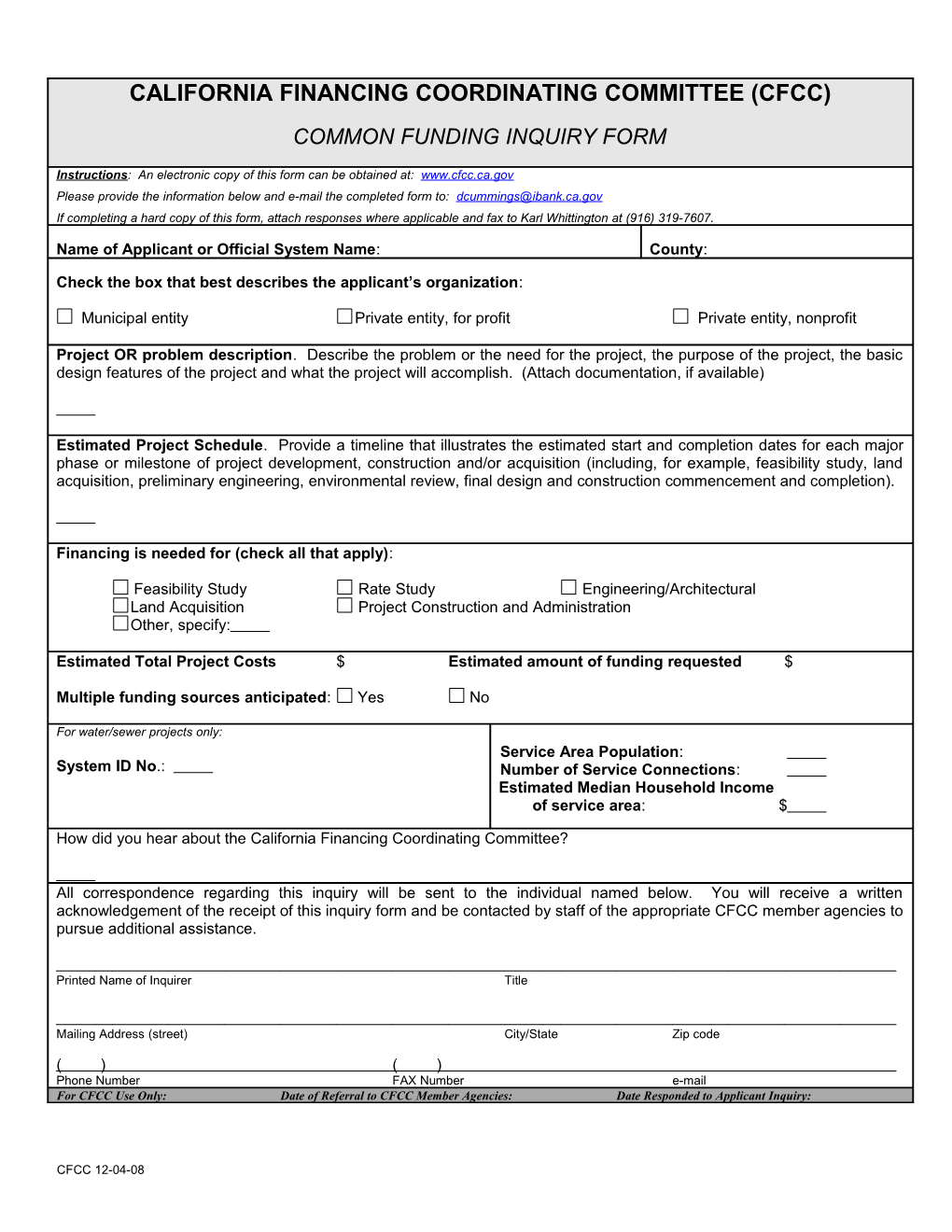 California Financing Coordinating Committee