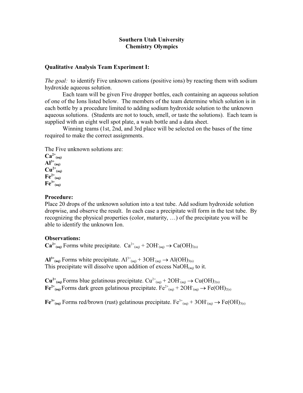 Qualitative Analysis Team Experiment I