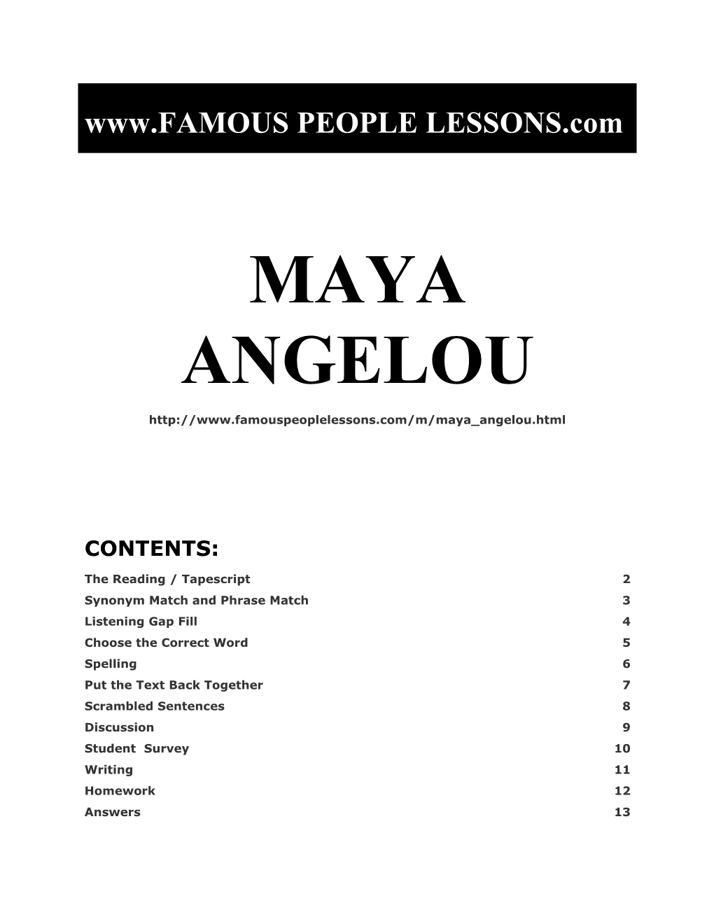 Famous People Lessons - Maya Angelou