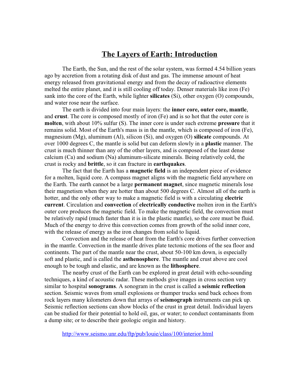 The Layers of Earth: Introduction