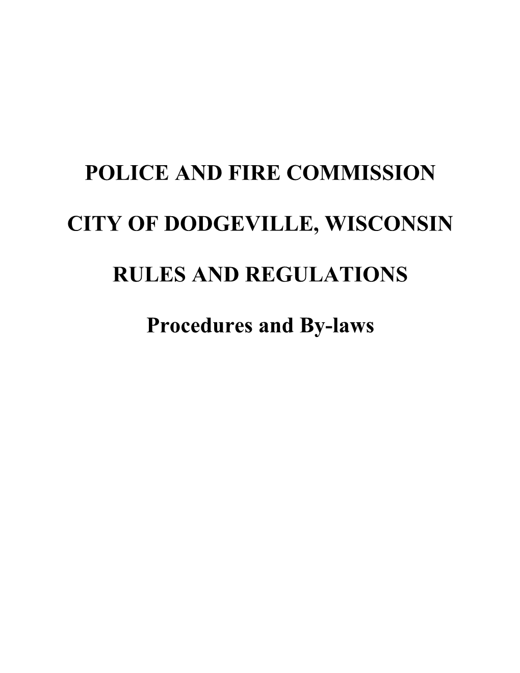 Police and Fire Commission