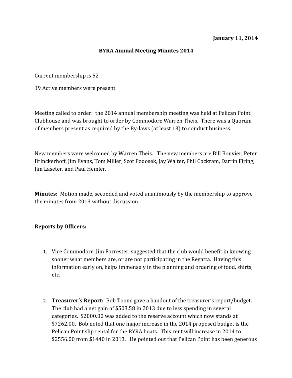 BYRA Annual Meeting Minutes 2014