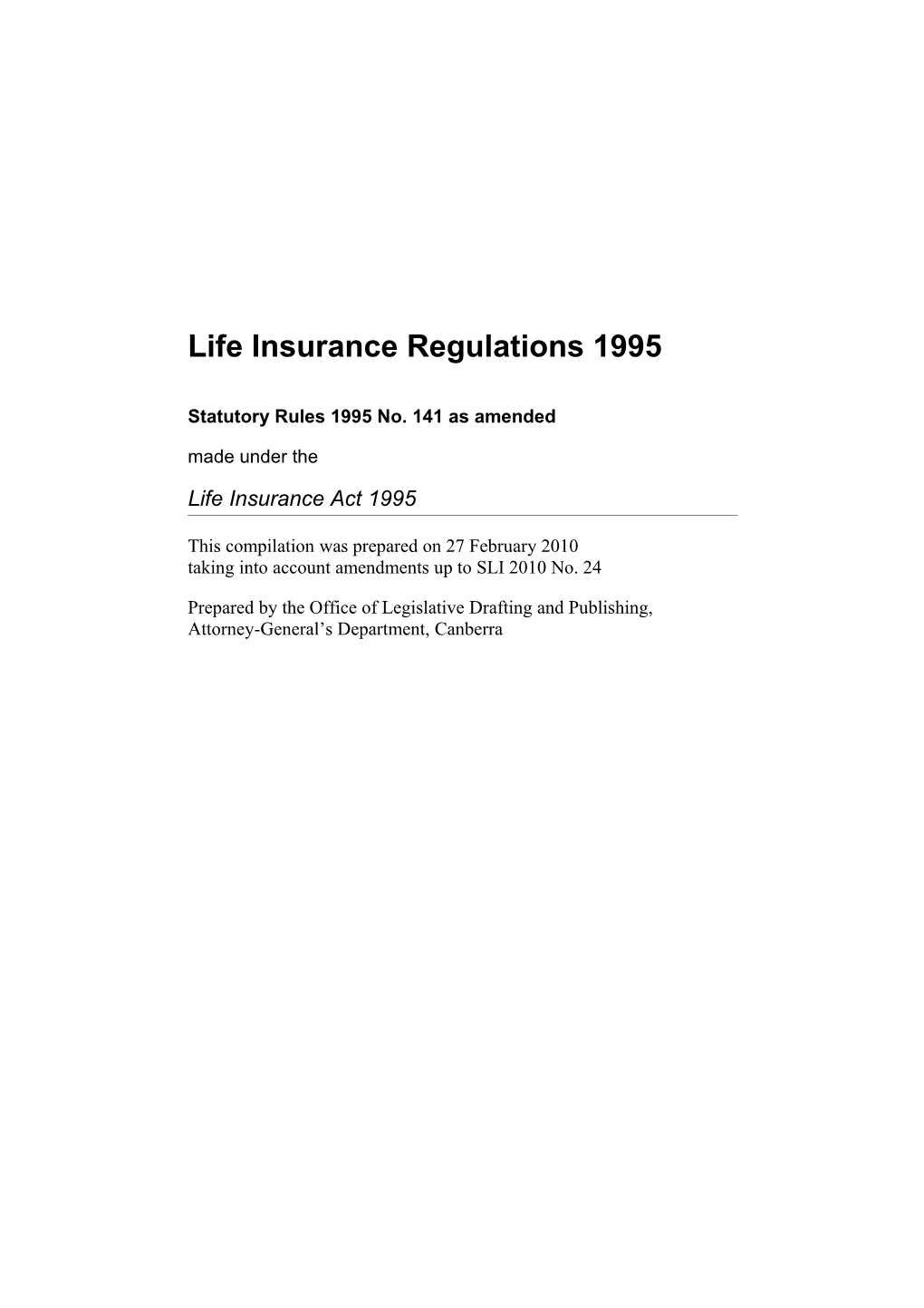 Life Insurance Regulations 1995