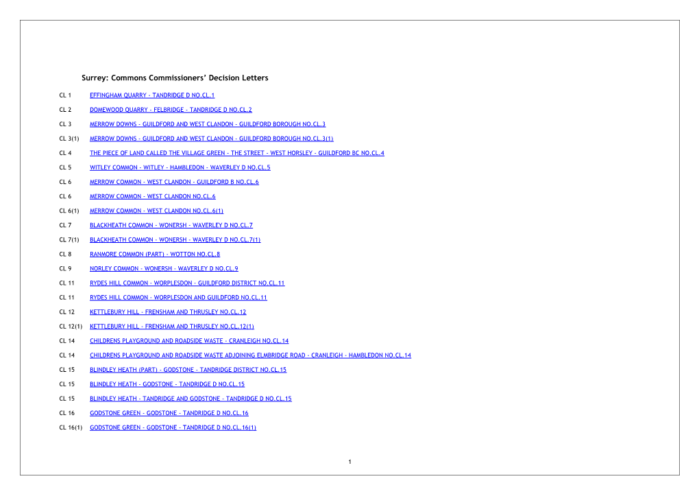 Surrey: Commons Commissioners Decision Letters