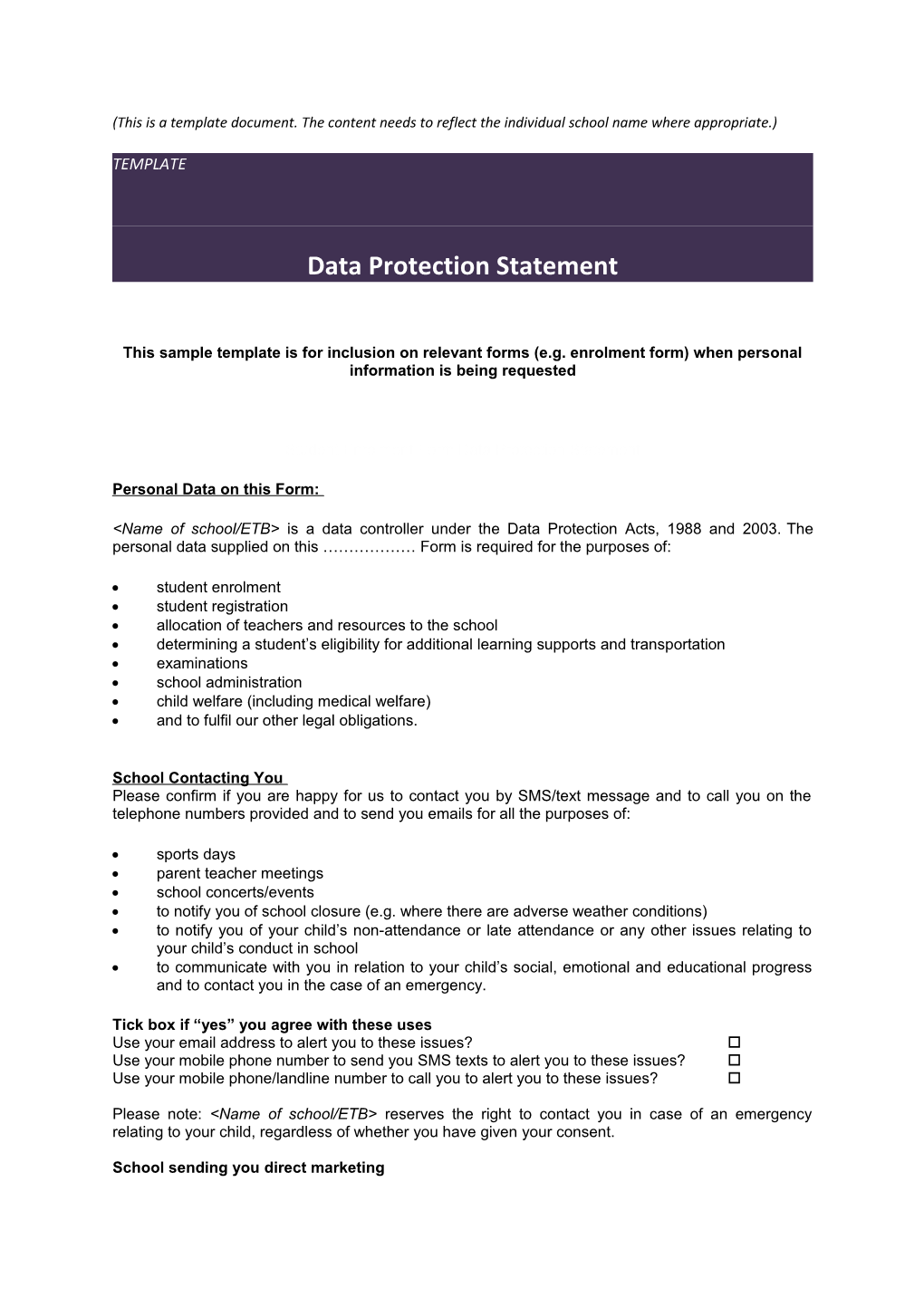 Data Protection Statement