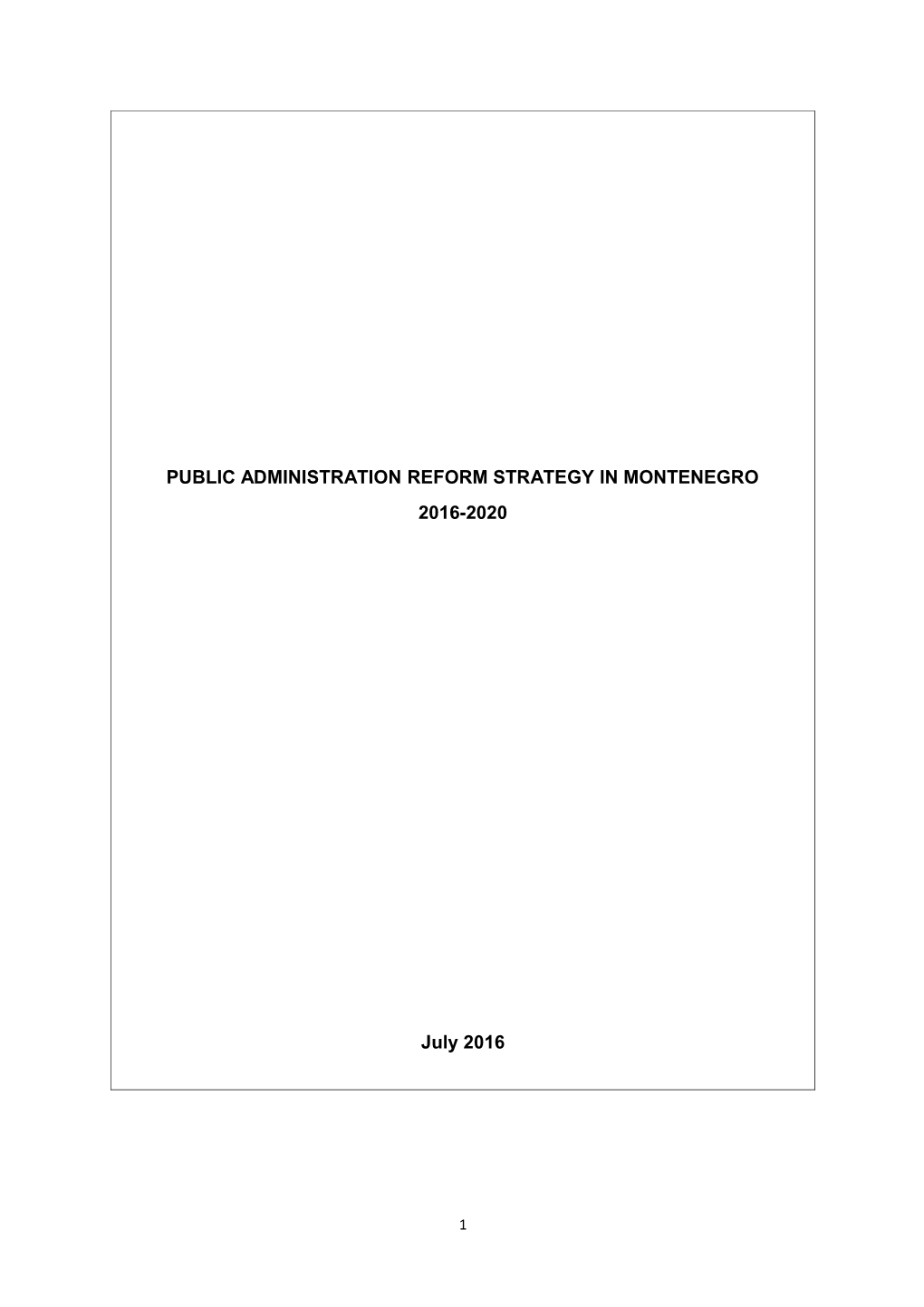 Public Administration Reform Strategy in Montenegro