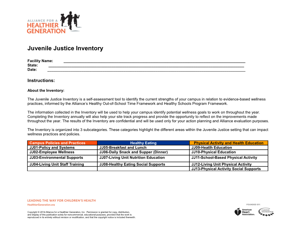 Juvenile Justice Inventory