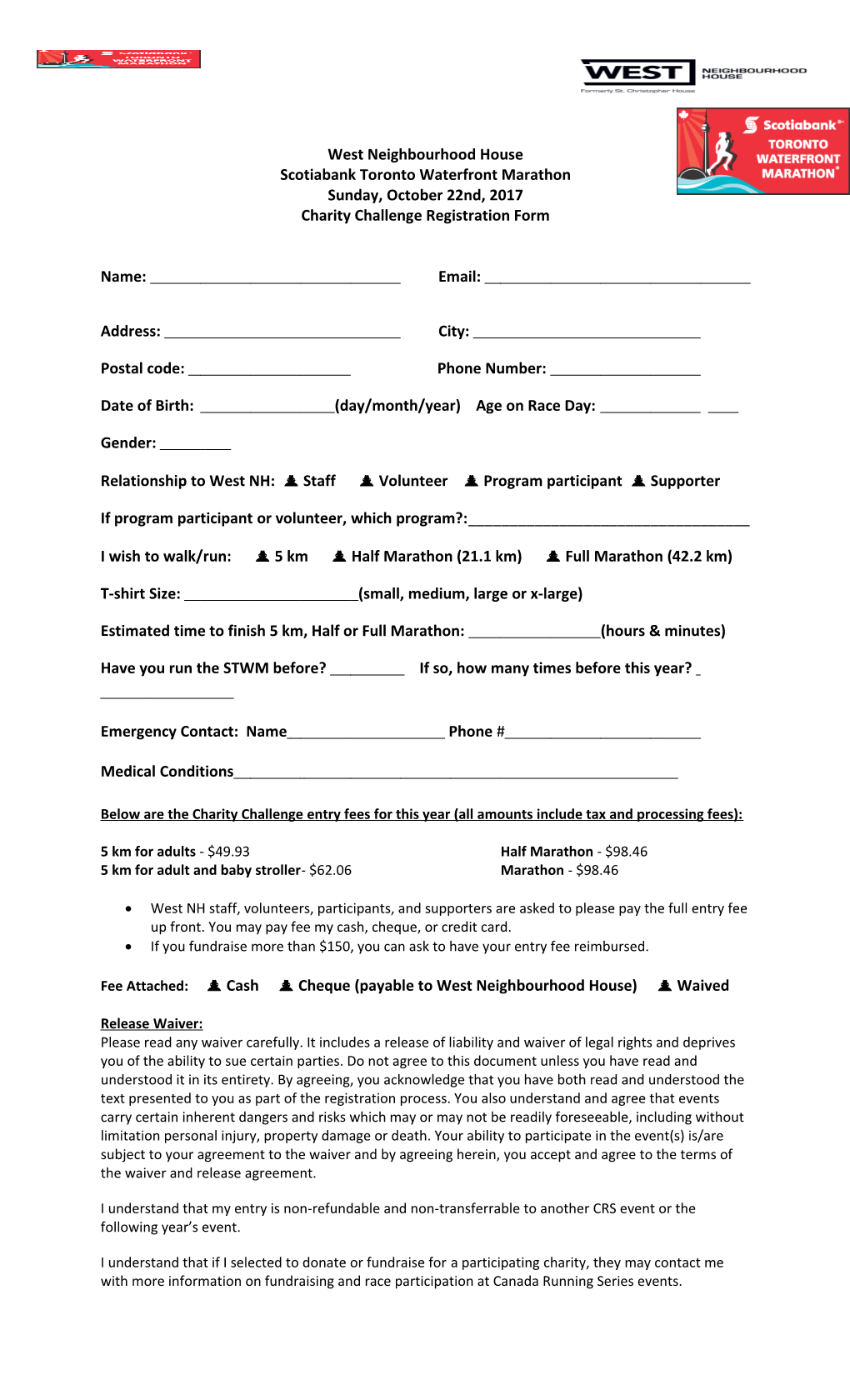 Charity Challenge Registration Form