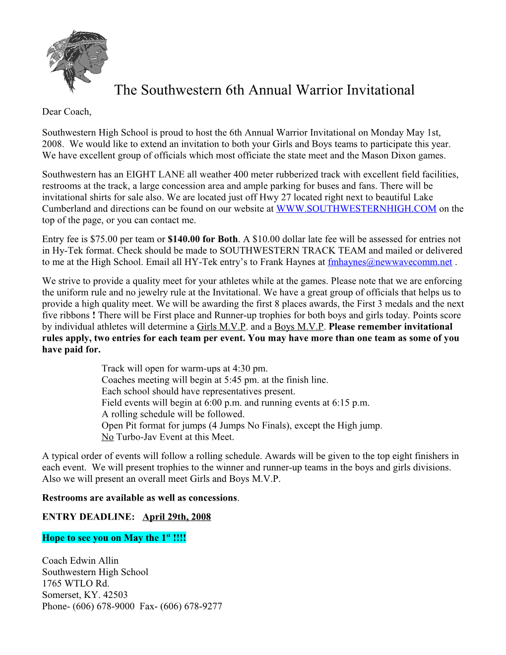 Southwestern 6Th Annual Warrior Invitational
