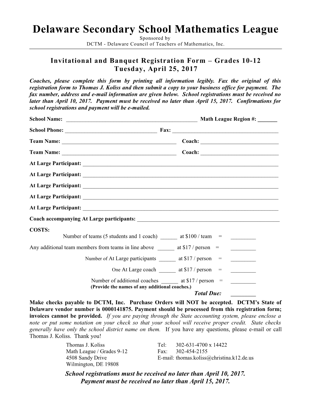 Delaware Secondary School Mathematics League