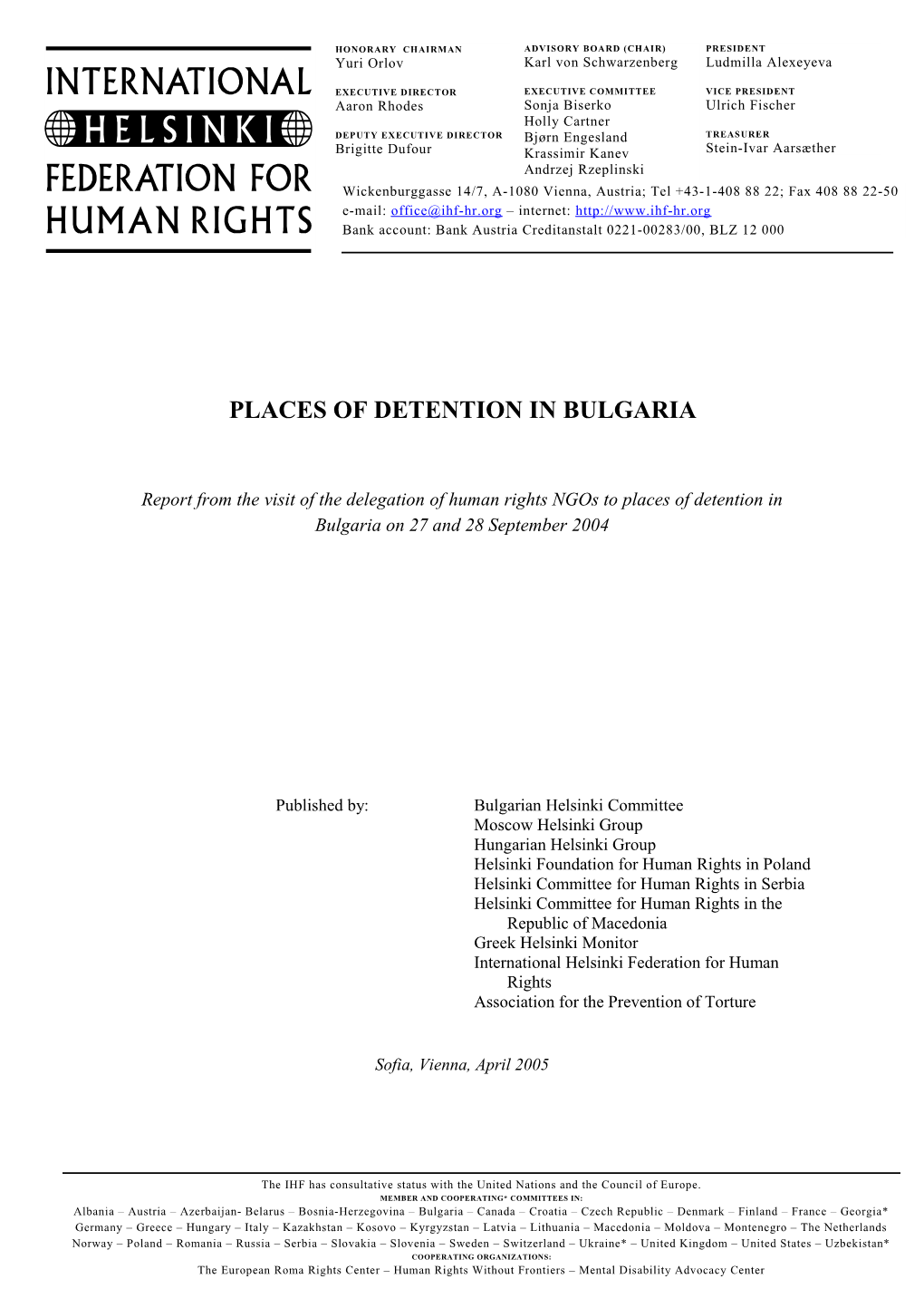 Places of Detention in Bulgaria