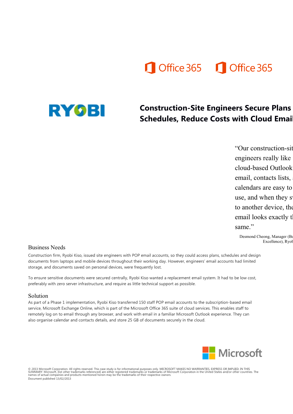 Construction-Site Engineers Secure Plans & Schedules, Reduce Costs with Cloud Email