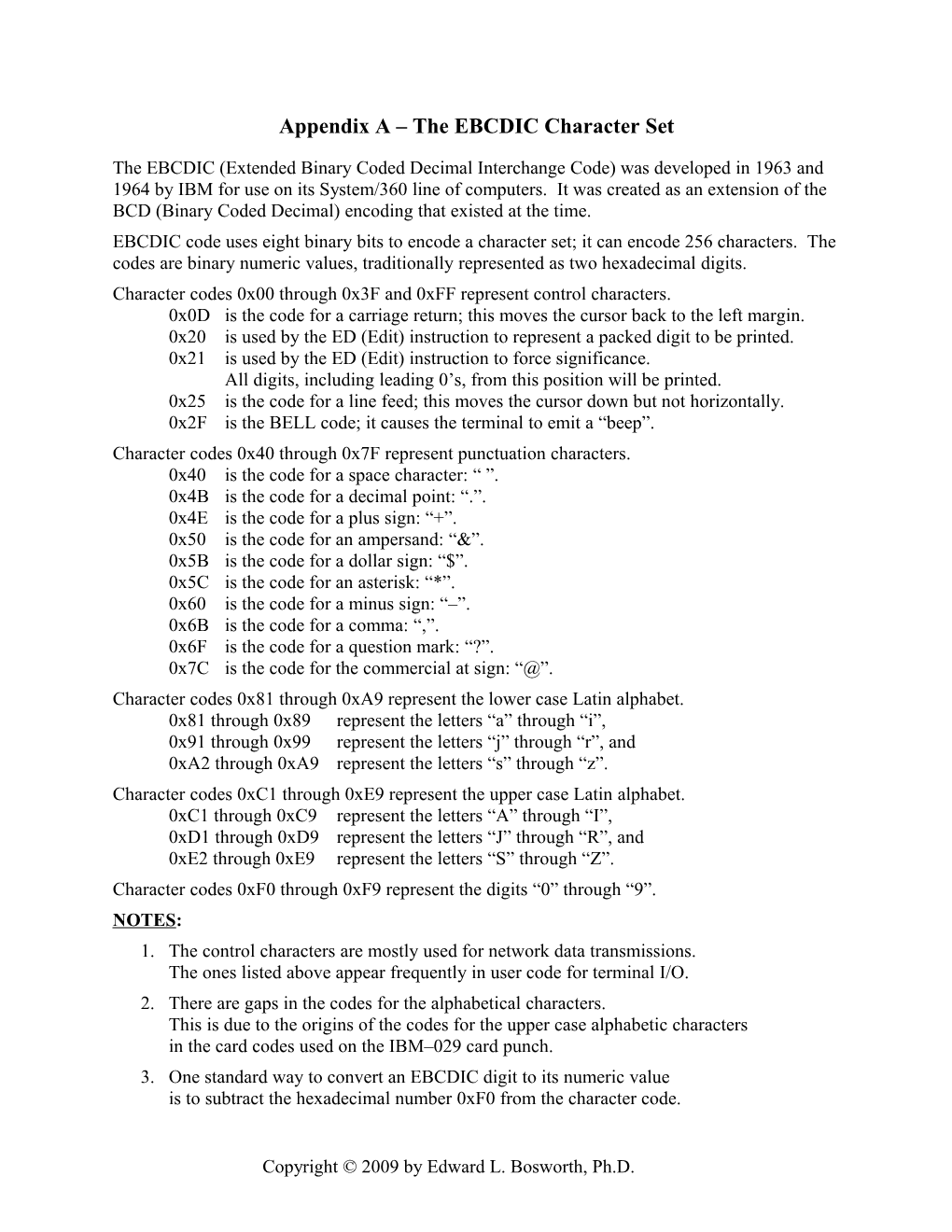 Appendix a the EBCDIC Character Set