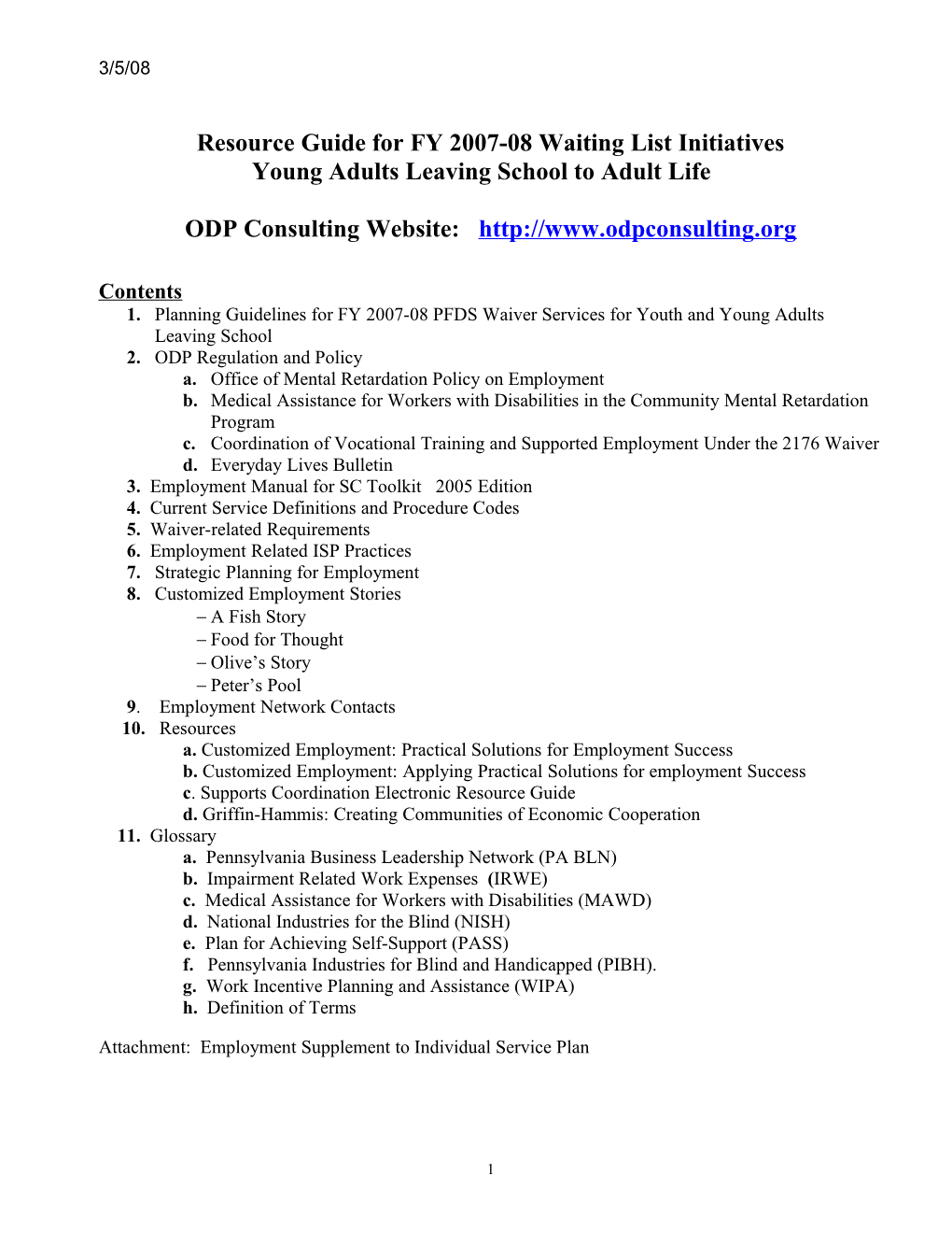 Resource Guide for FY 2007-08 Waiting List Initiatives
